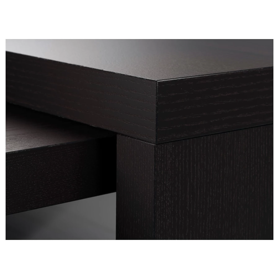 Письменный стол с выдвижной панелью - IKEA MALM/МАЛЬМ ИКЕА, 151х65х73 см, черно-коричневый (изображение №2)