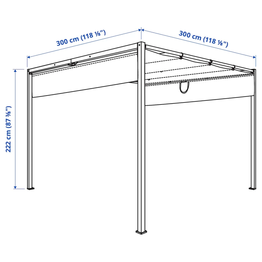 Пергола(навес) - IKEA HAMMARÖN /HAMMARON /ХАММАРОН ИКЕА, 300x300 см, бежевый (изображение №4)