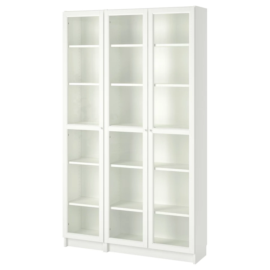 Книжный шкаф со стеклянной дверцей - BILLY/OXBERG IKEA/ БИЛЛИ/ОКСБЕРГ ИКЕА, 30х120х202 см, белый (изображение №1)