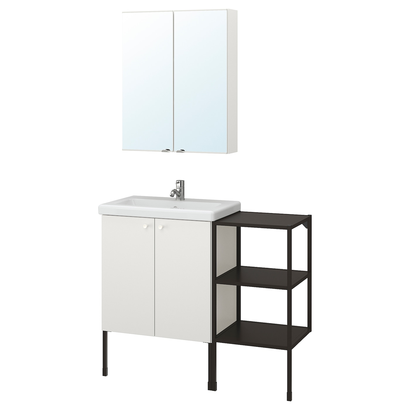 Комбинация для ванной - IKEA ENHET/TVÄLLEN/TVALLEN, 102х43х87 см, белый/антрацит, ЭНХЕТ/ТВЭЛЛЕН ИКЕА