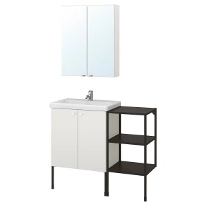 Комбинация для ванной - IKEA ENHET/TVÄLLEN/TVALLEN, 102х43х87 см, белый/антрацит, ЭНХЕТ/ТВЭЛЛЕН ИКЕА