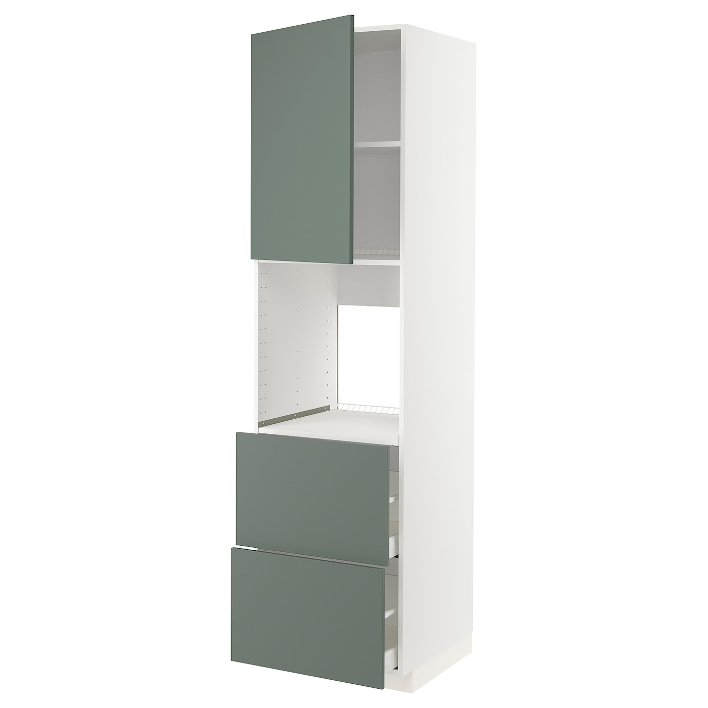Высокий шкаф с ящиками - IKEA METOD/MAXIMERA/МЕТОД/МАКСИМЕРА ИКЕА, 220х60х60 см, белый/темно-зеленый