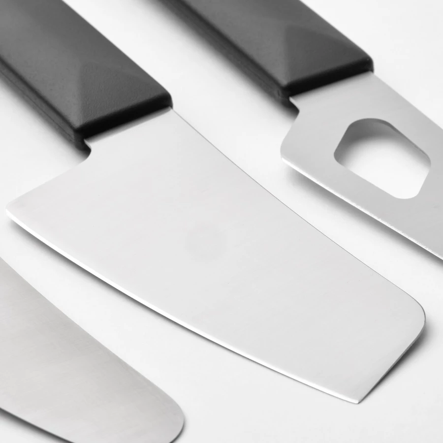 Набор ножей для сыра - IKEA SKARLANGA/SKÄRLÅNGA, 3 предмета, нержавеющая сталь/черный, СКЭРЛОНГА ИКЕА (изображение №4)
