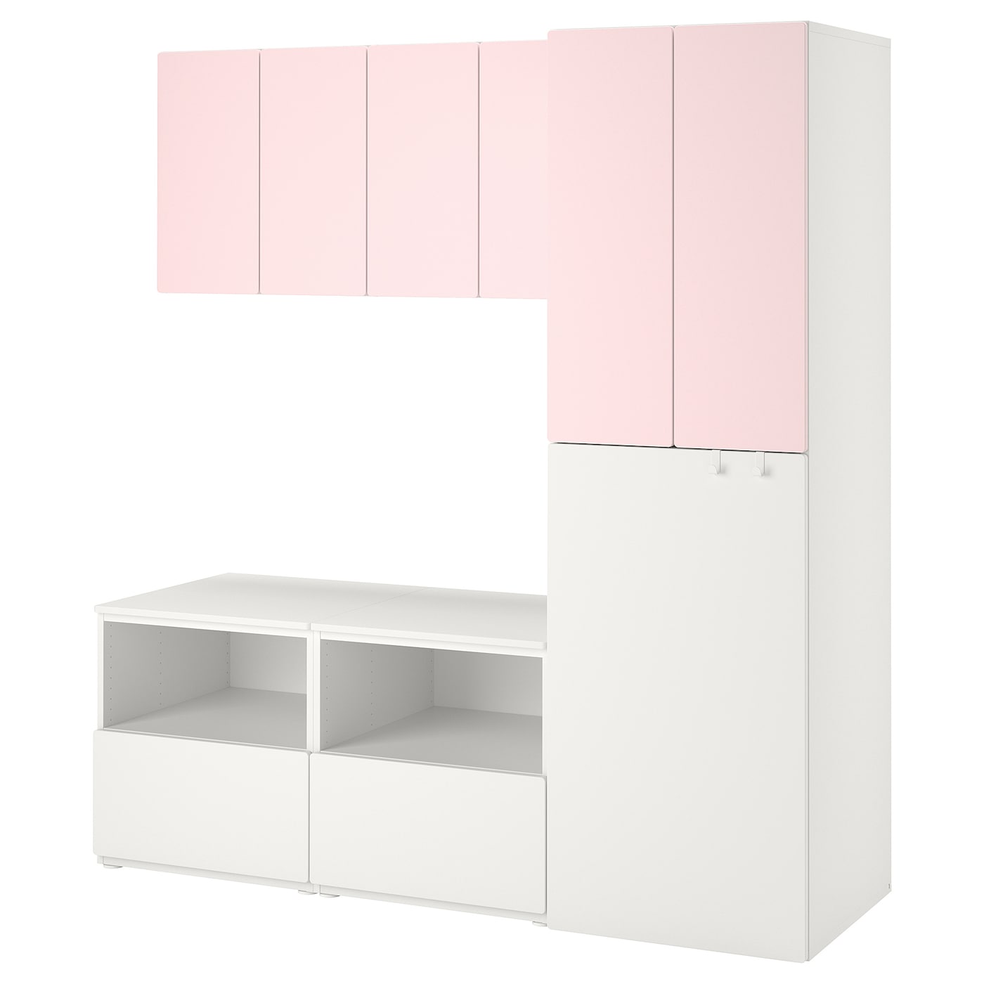 Детская гардеробная комбинация - IKEA PLATSA SMÅSTAD/SMASTAD, 196x57x180см, белый/розовый, ПЛАТСА СМОСТАД ИКЕА