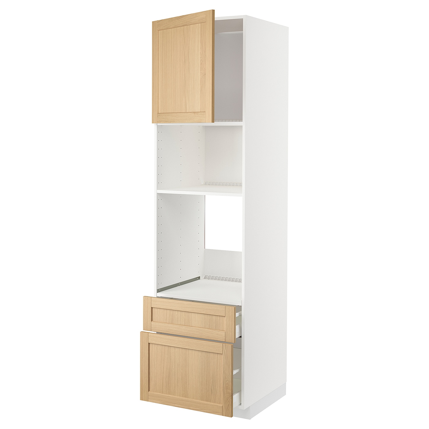 Высокий шкаф с ящиками - IKEA METOD/MAXIMERA/МЕТОД/МАКСИМЕРА ИКЕА, 220х60х60 см, белый/светло-коричневый