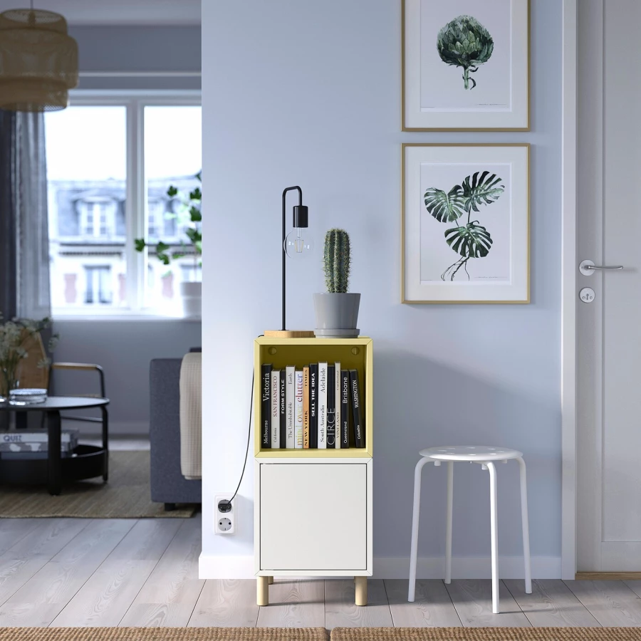 Комбинация для хранения - EKET IKEA/ ЭКЕТ ИКЕА,  80х70х35 см,  желтый/белый (изображение №3)