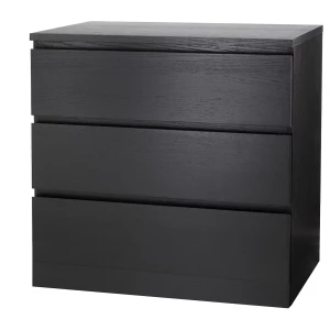 Комод с 3 ящиками - IKEA MALM МАЛЬМ ИКЕА, 80x78х48 см, черный