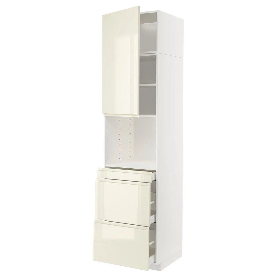 Высокий шкаф - IKEA METOD/MAXIMERA/МЕТОД/МАКСИМЕРА ИКЕА, 240х60х60 см, белый/кремовый (изображение №1)
