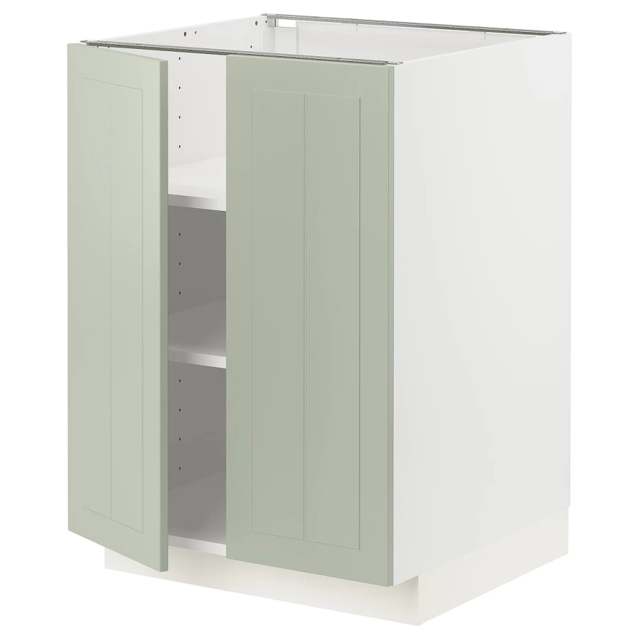 Напольный шкаф - IKEA METOD, 88x62x60см, белый/светло-зеленый, МЕТОД ИКЕА (изображение №1)