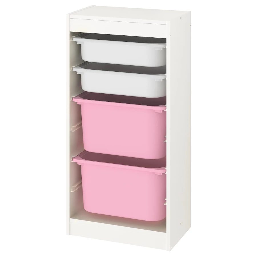 Стеллаж - IKEA TROFAST, 46х30х94 см, белый/розовый, ТРУФАСТ ИКЕА (изображение №1)