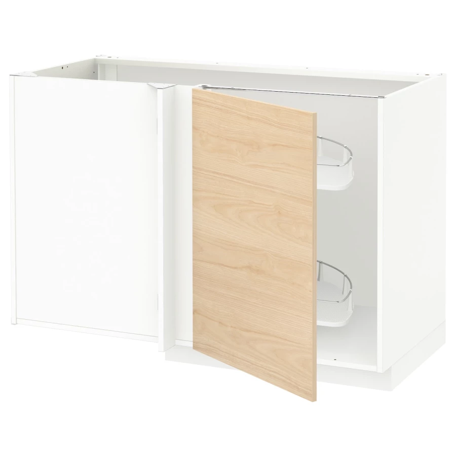 Напольный шкаф - METOD IKEA/ МЕТОД ИКЕА,  128х88 см, белый/под беленый дуб (изображение №1)