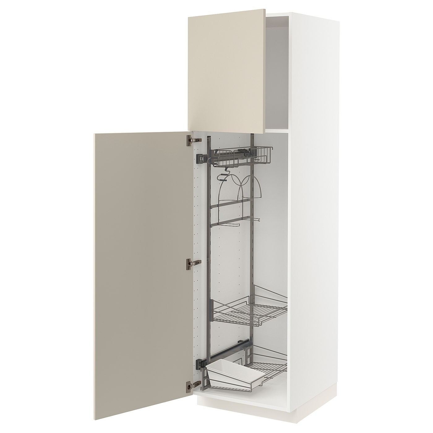 Высокий шкаф/бытовой - IKEA METOD/МЕТОД ИКЕА, 200х60х60 см, белый/бежевый