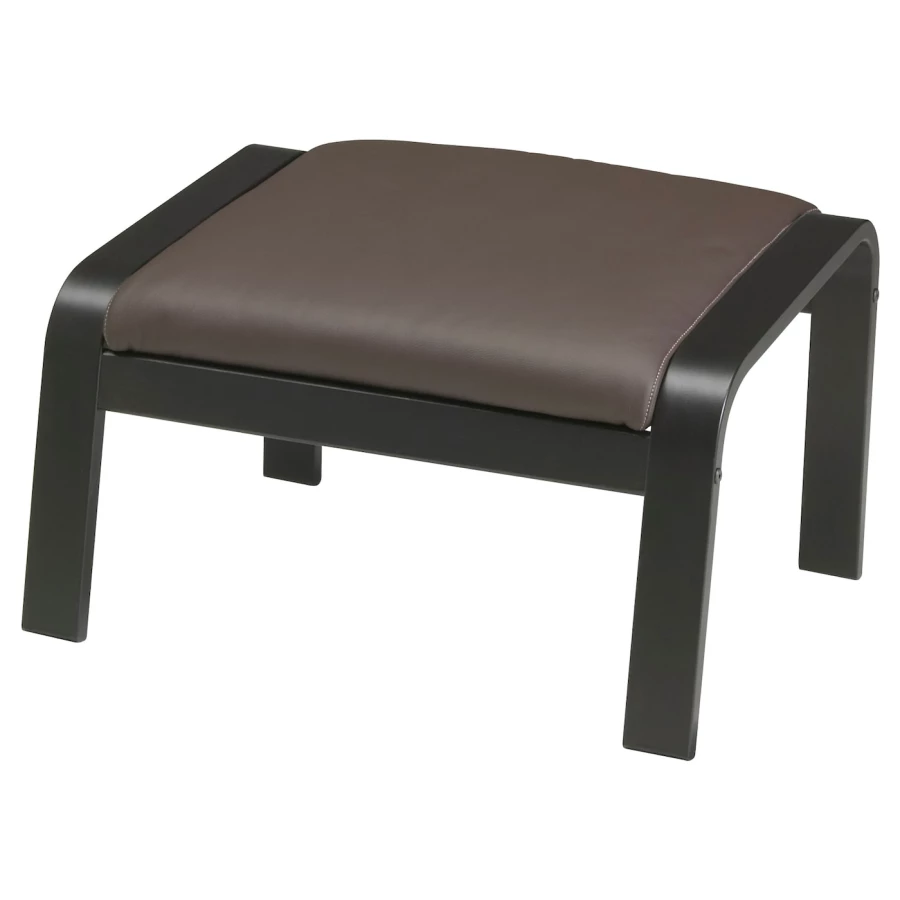 Кресло с подставкой для ног - IKEA POÄNG/POANG/ИКЕА ПОЭНГ , 100х82х68см, черно-коричневый/глос темно-коричневый (изображение №3)