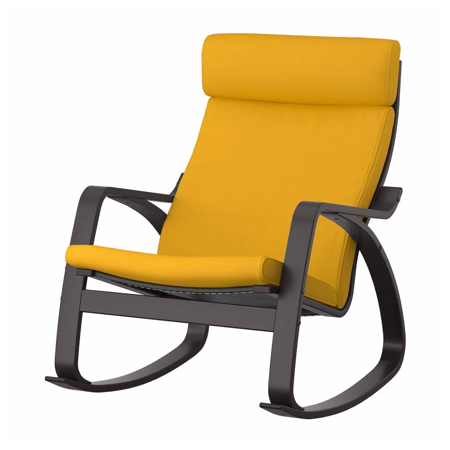 Кресло-качалка - IKEA POÄNG/POANG/ПОЭНГ ИКЕА, 68х94х95 см, жёлтый (изображение №1)