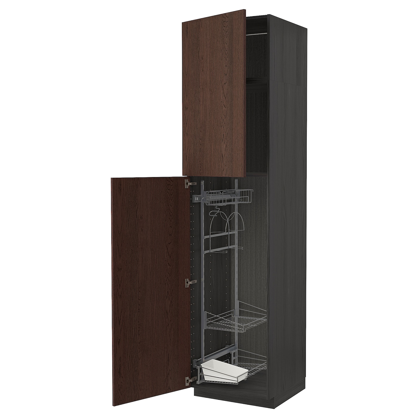 Высокий шкаф/бытовой - IKEA METOD/МЕТОД ИКЕА, 60х60х240 см, черный/коричневый