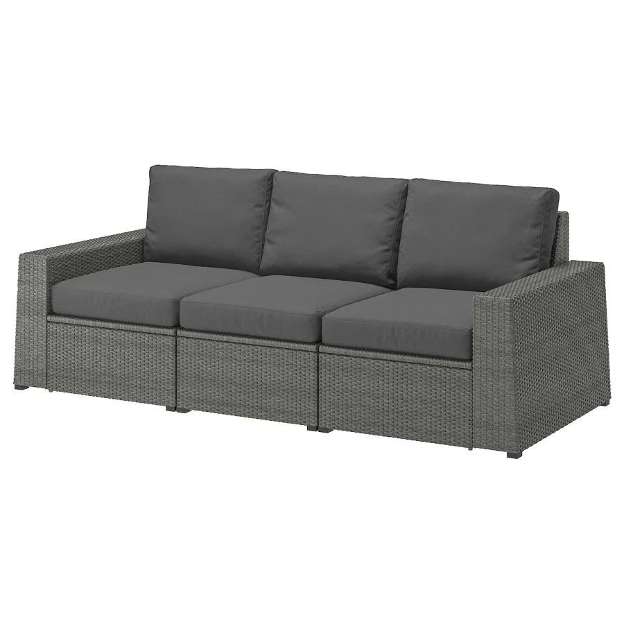 3-местный модульный диван - IKEA SOLLERÖN/SOLLERON/СОЛЛЕРОН ИКЕА, 88х82х223 см, темно-серый (изображение №1)