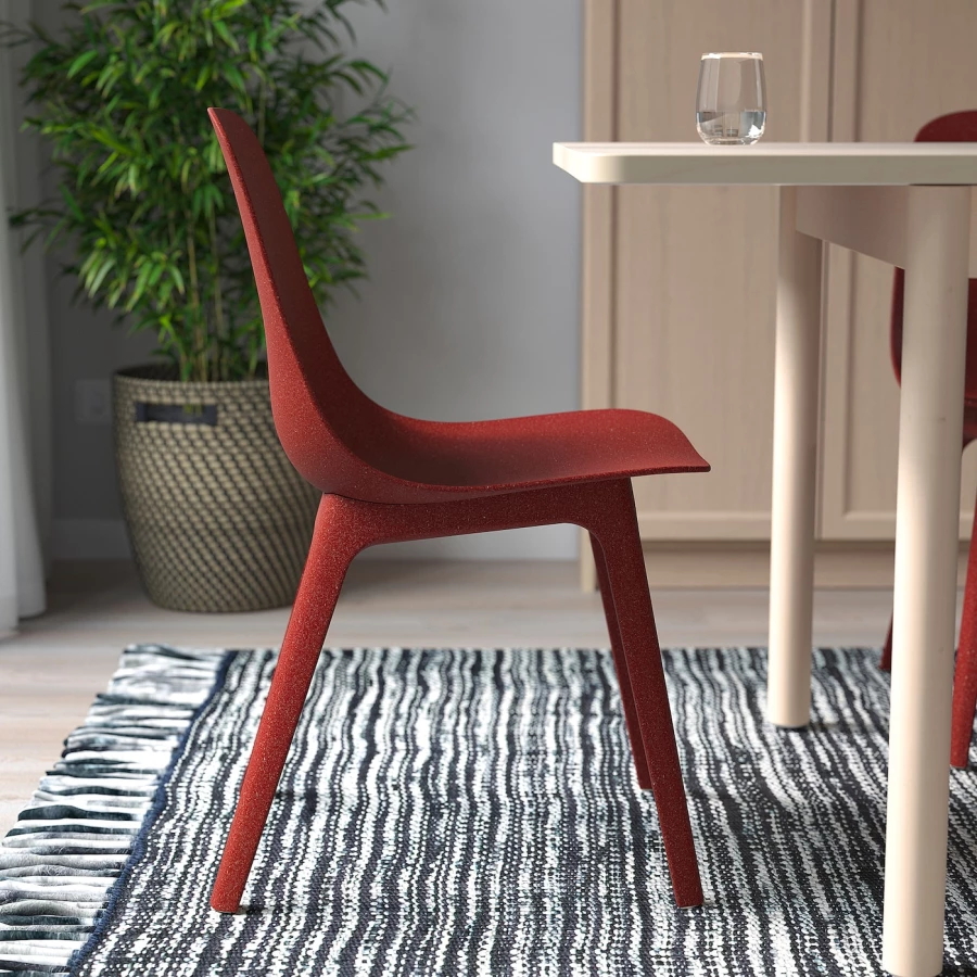 Кухонный стол - LISABO/ODGER IKEA/ ЛИСАБО/ОДГЕР ИКЕА, 105х74 см, красный/бежевый (изображение №3)