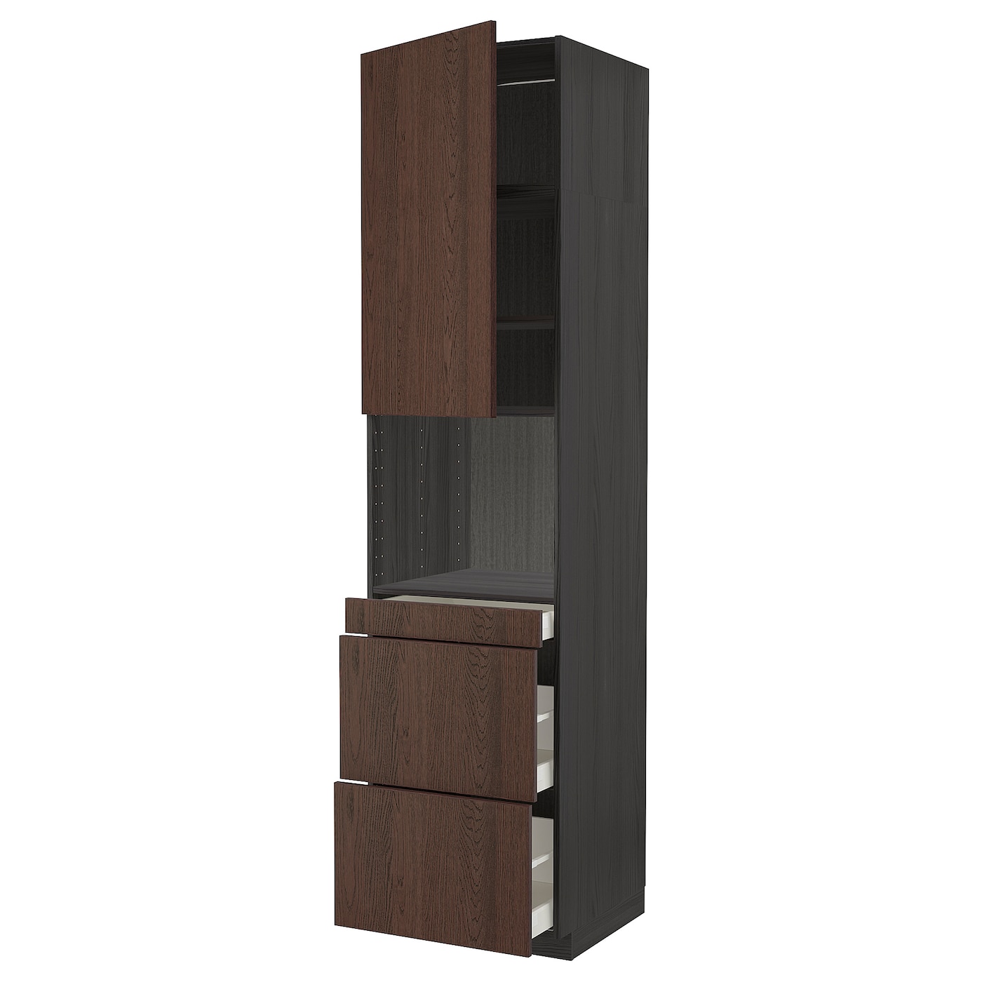 Высокий шкаф с ящиками - IKEA METOD/MAXIMERA/МЕТОД/МАКСИМЕРА ИКЕА, 240х60х60 см, черный/коричневый