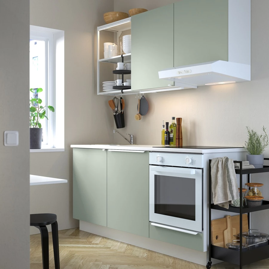 Кухня -  ENHET  IKEA/ ЭНХЕТ ИКЕА, 222х183  см, белый/зеленый (изображение №2)