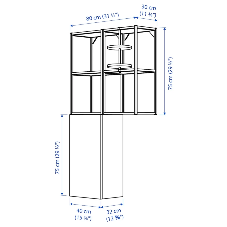 Стеллаж - IKEA ENHET, 80х32х150 см, белый/антрацит, ЭНХЕТ ИКЕА (изображение №10)