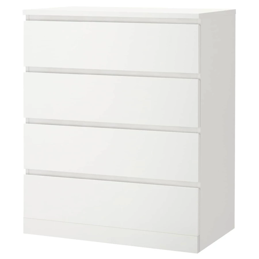 Комод с 4 ящиками - IKEA MALM, 80x100х48 см, белый МАЛЬМ ИКЕА (изображение №1)