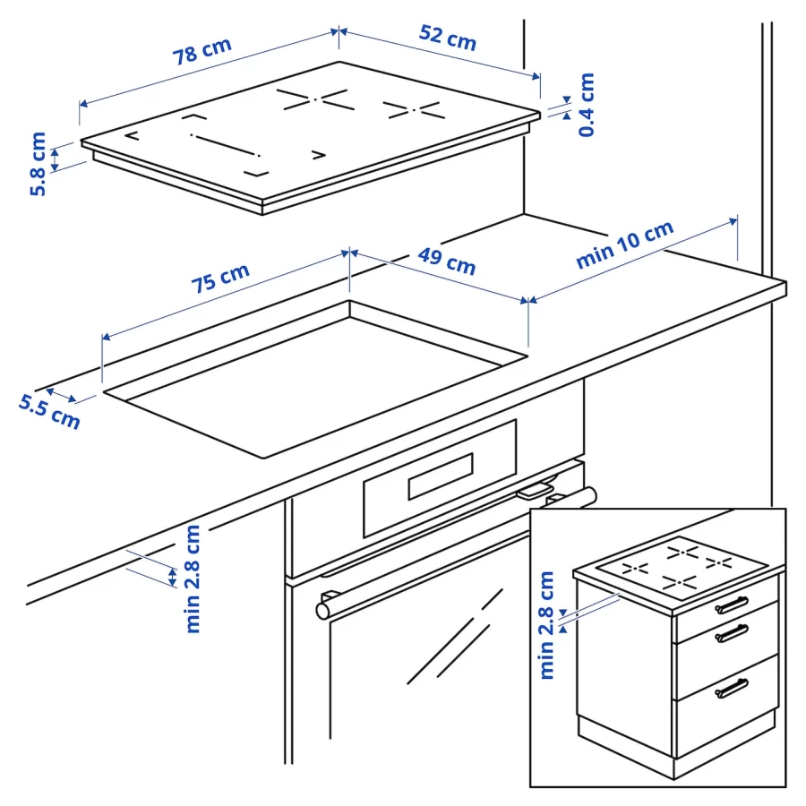 Индукционная варочная панель - ROGESTAD IKEA/ РОГЕСТАД ИКЕА,  78 см, черный (изображение №4)