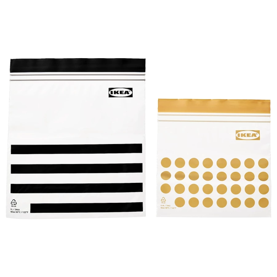 Пакет для продуктов, 60 шт. - IKEA ISTAD, 1 л/0.4 л, черный/желтый, ИСТАД ИКЕА (изображение №1)