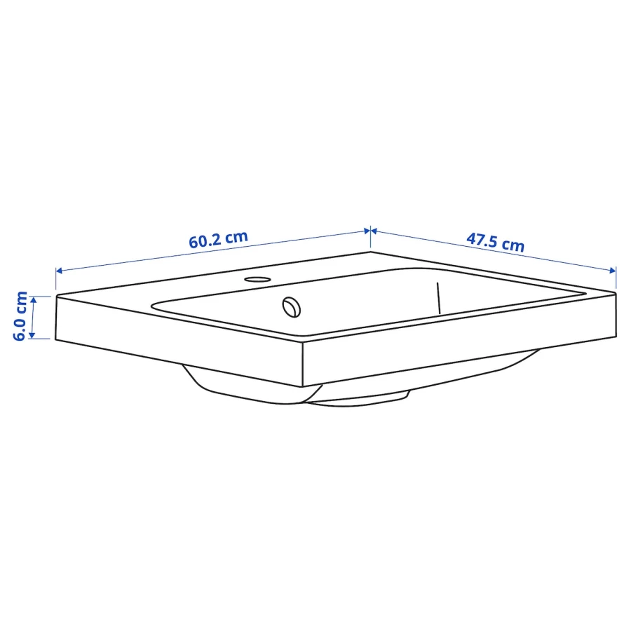Раковина с сифоном - IKEA BACKSJÖN/BACKSJON, 60х48 см, белый, БЭКСЬЕН ИКЕА (изображение №3)