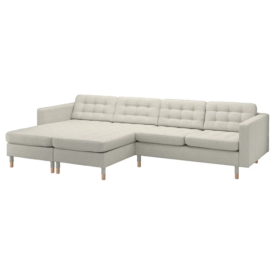 4-местный диван с шезлонгом - IKEA LANDSKRONA, 78x320см, бежевый, ЛАНДСКРУНА ИКЕА (изображение №1)
