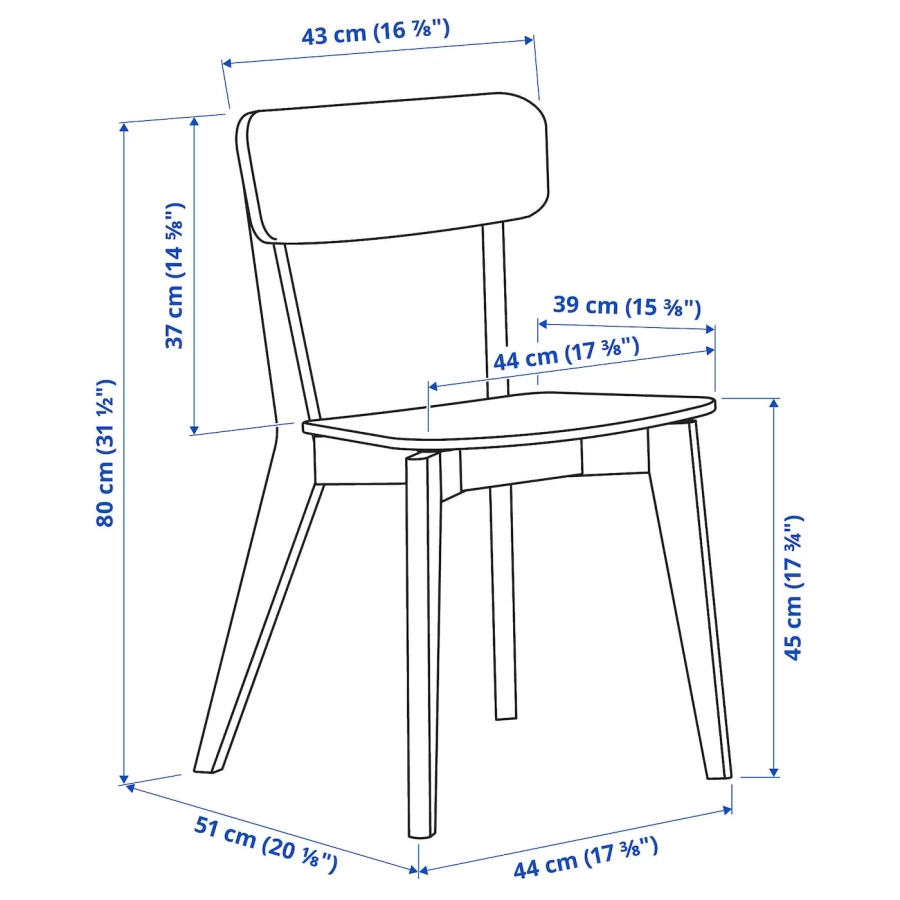 Стол и 4 стула - LISABO / LISABO IKEA/ ЛИСАБО ИКЕА, 140х78х74 см, черный/дерево (изображение №4)