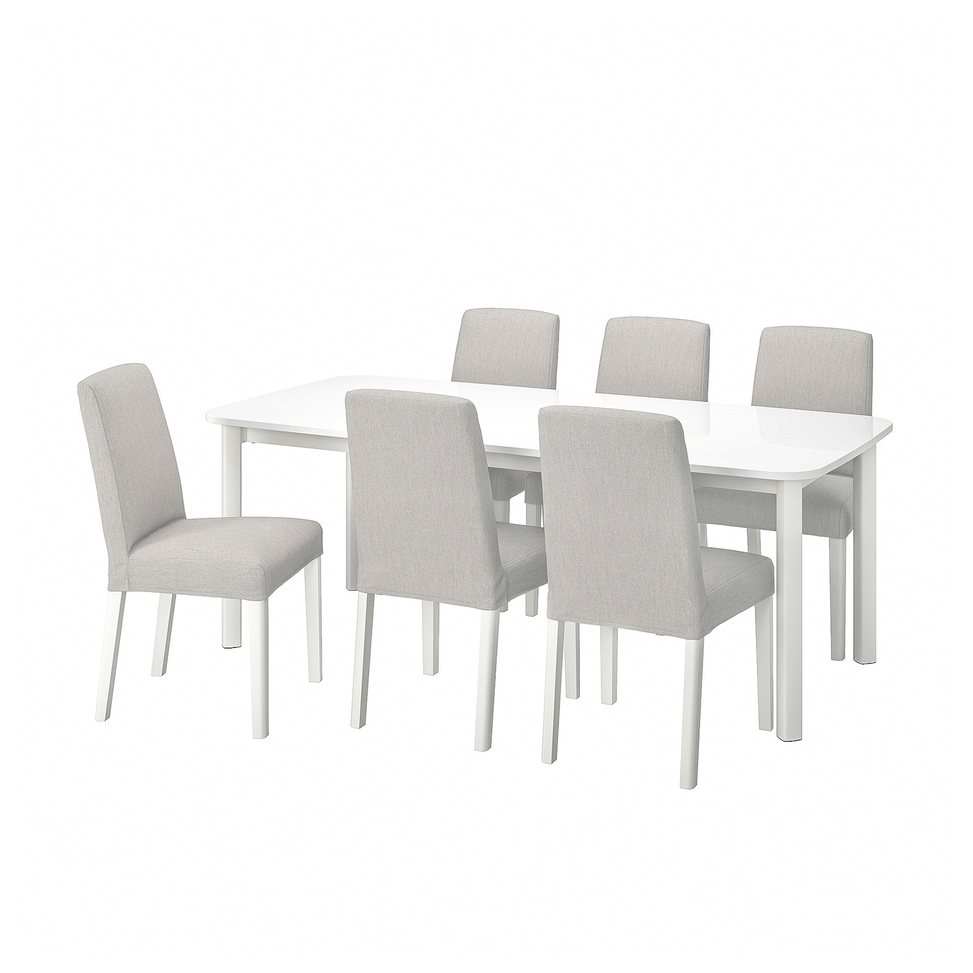 Стол+6 стульев - STRANDTORP  / BERGMUND IKEA/ СТРАНДТОРП/БЕРГМУНД ИКЕА, 205х95х75 см, серый/белый