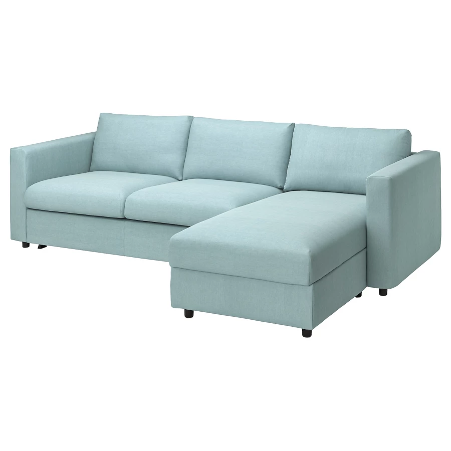 3-местный диван с шезлонгом - IKEA VIMLE, 98x271см, голубой, ВИМЛЕ ИКЕА (изображение №2)