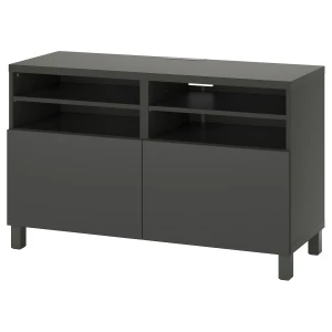 Тумба под ТВ с дверцами - IKEA BESTÅ/BESTA/БЕСТО ИКЕА, 42х74х120 см, черный
