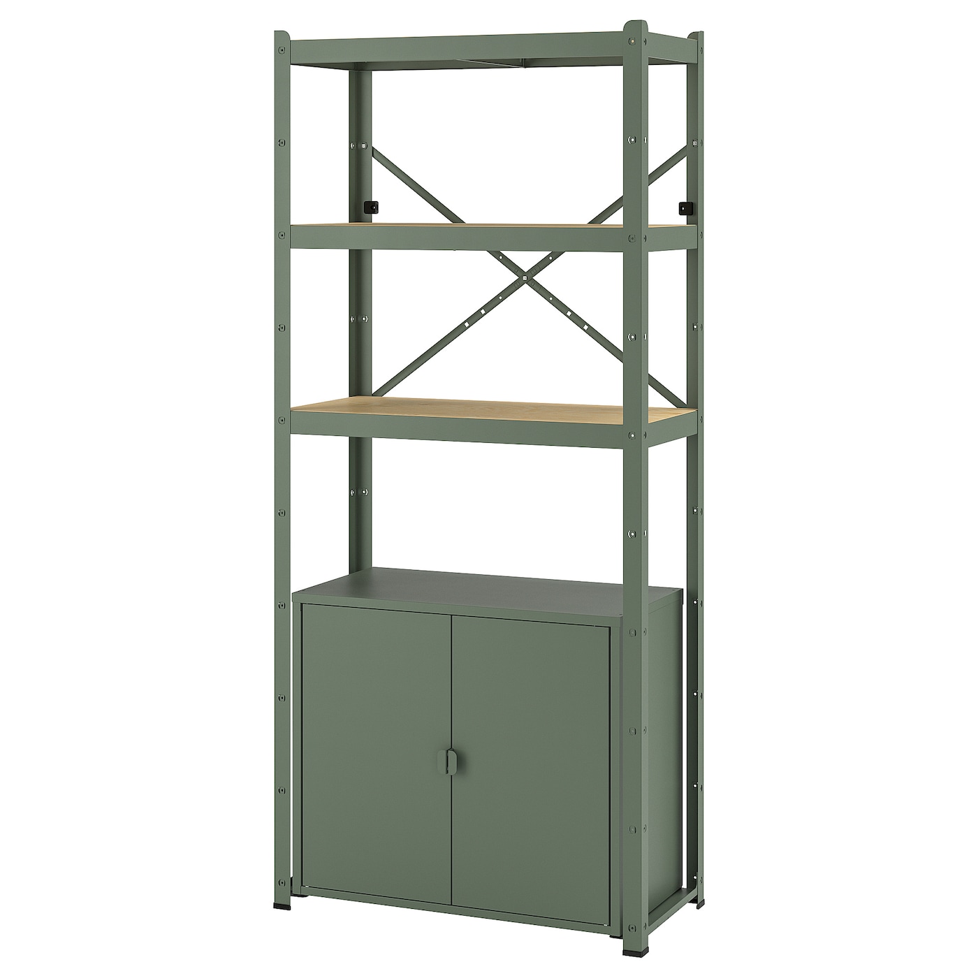 Стеллаж с ящиком - IKEA BROR, 190х40х85 см, серо-зеленый, БРУР ИКЕА