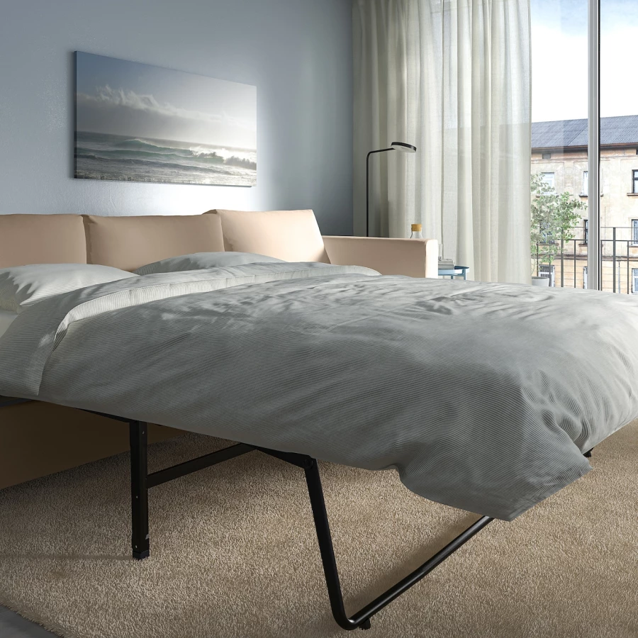 3-местный диван-кровать - IKEA VIMLE, 98x261см, бежевый, ВИМЛЕ ИКЕА (изображение №4)