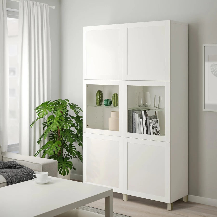 Книжный шкаф - BESTÅ/ BESTА IKEA/ БЕСТА/БЕСТО ИКЕА, 202х120 см, белый (изображение №2)