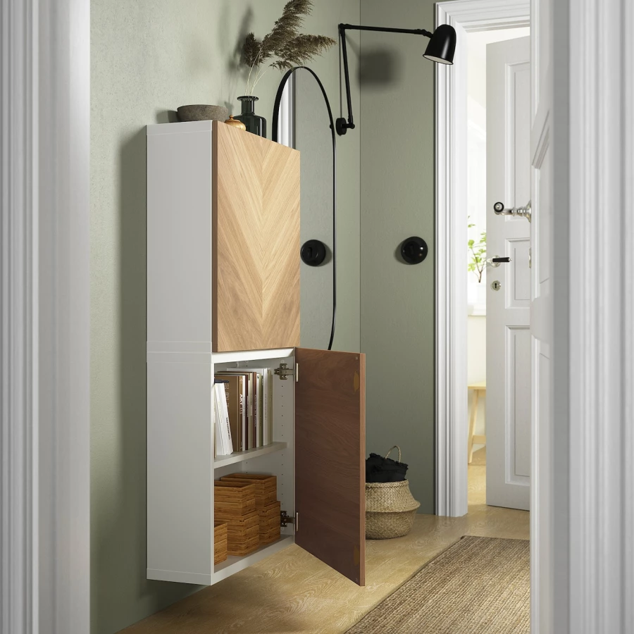 Навесной шкаф - IKEA BESTÅ, 60x22x128 см, коричневый, БЕСТО  ИКЕА (изображение №2)