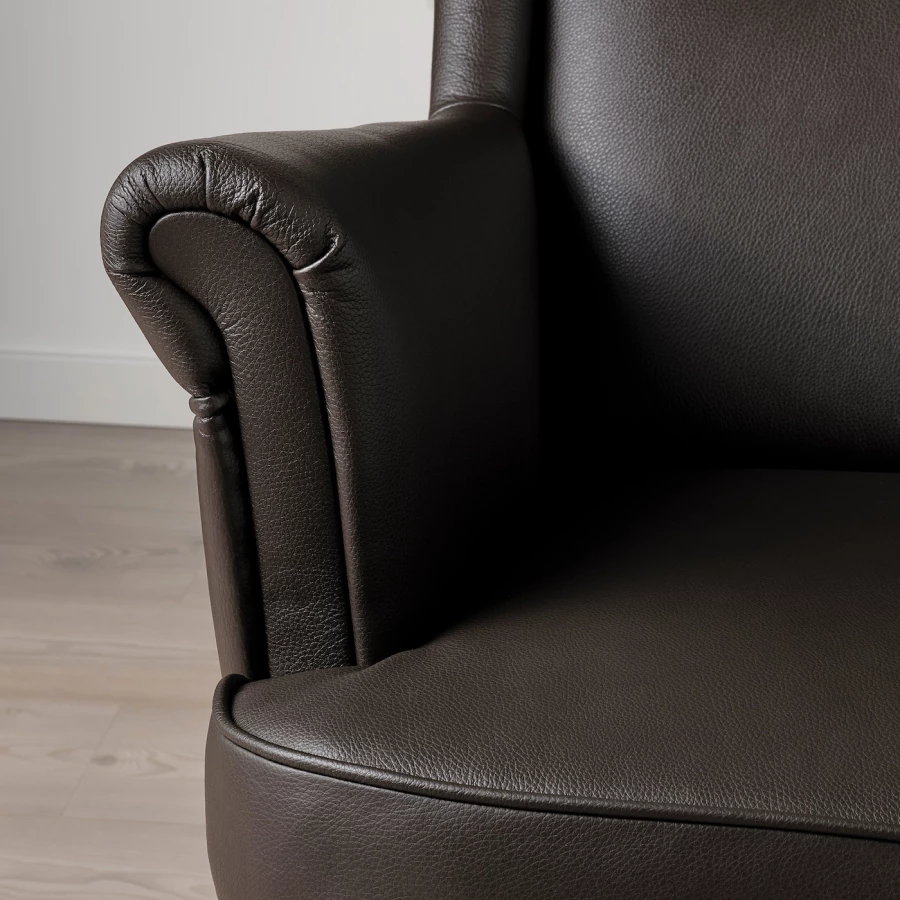 Кресло с подголовником - IKEA STRANDMON, 82х96х101 см, темно-коричневая искусственная кожа СТРАНДМОН ИКЕА (изображение №5)