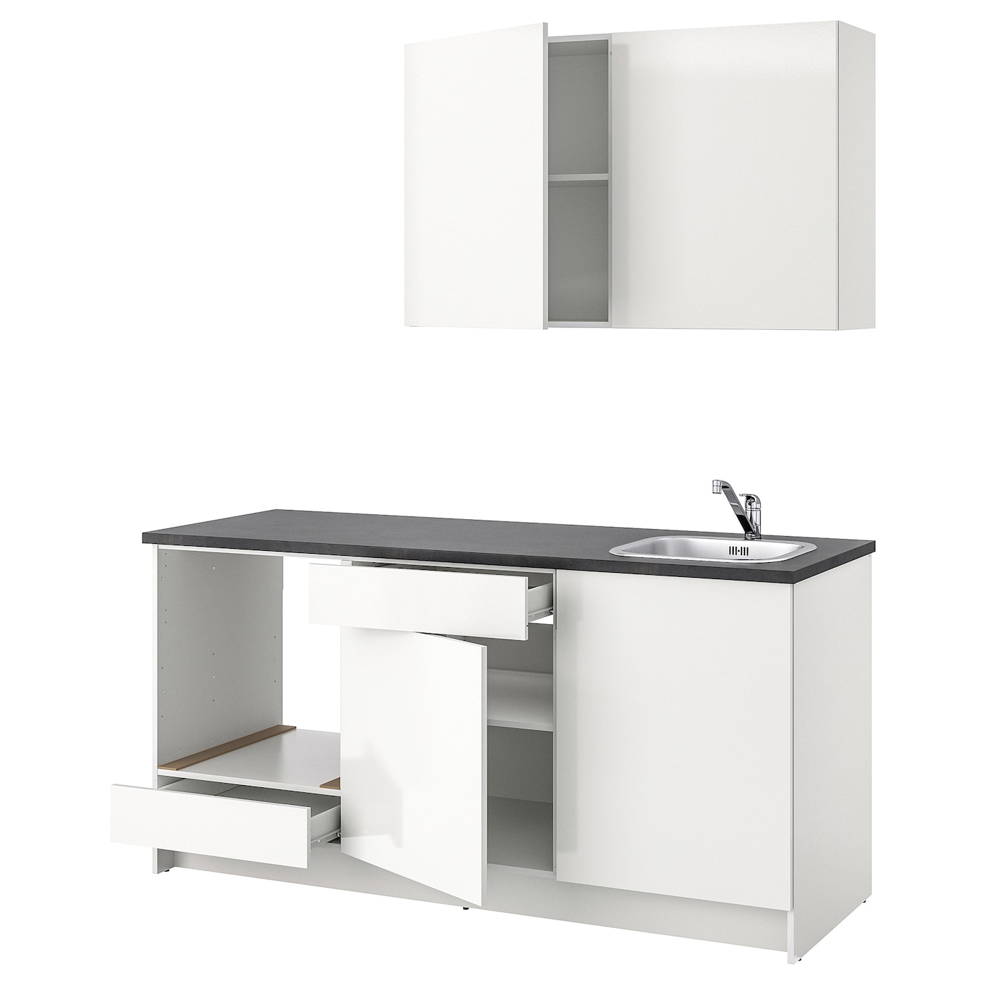 Кухонная комбинация для хранения - KNOXHULT IKEA/ КНОКСХУЛЬТ ИКЕА, 180x61x220 см, белый/серый