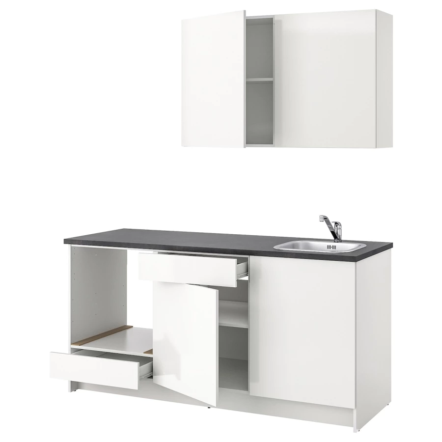Кухонная комбинация для хранения - KNOXHULT IKEA/ КНОКСХУЛЬТ ИКЕА, 180x61x220 см, белый/серый (изображение №1)