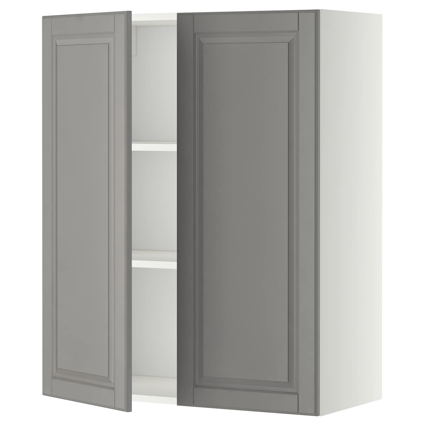 Навесной шкаф с полкой - METOD IKEA/ МЕТОД ИКЕА, 80х100 см, белый/серый
