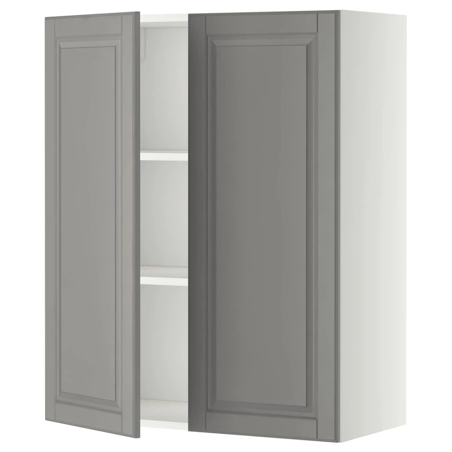 Навесной шкаф с полкой - METOD IKEA/ МЕТОД ИКЕА, 80х100 см, белый/серый (изображение №1)
