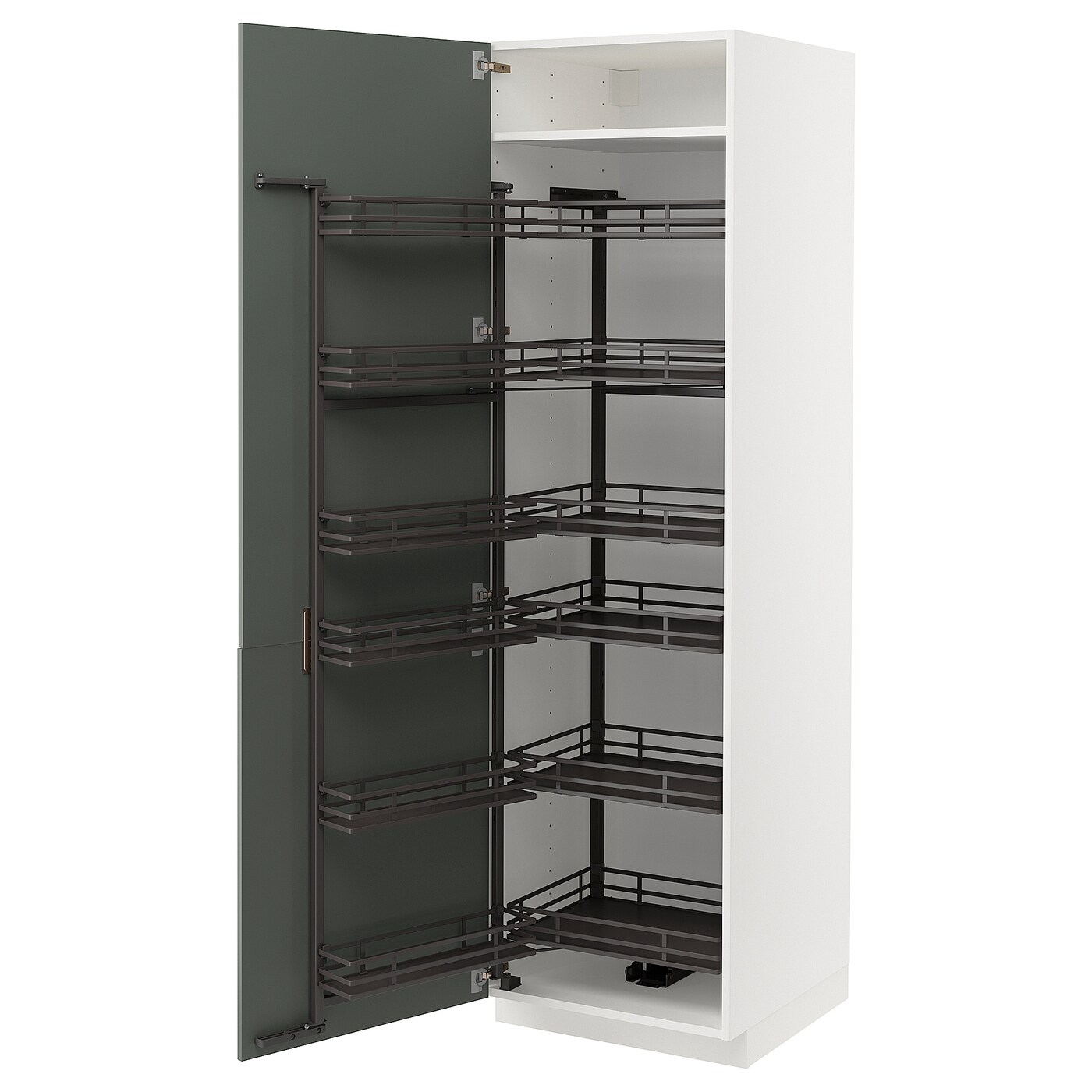 Высокий шкаф с выдвижной кладовой - IKEA METOD/МЕТОД ИКЕА, 60х60х200 см, белый/серо-зеленый