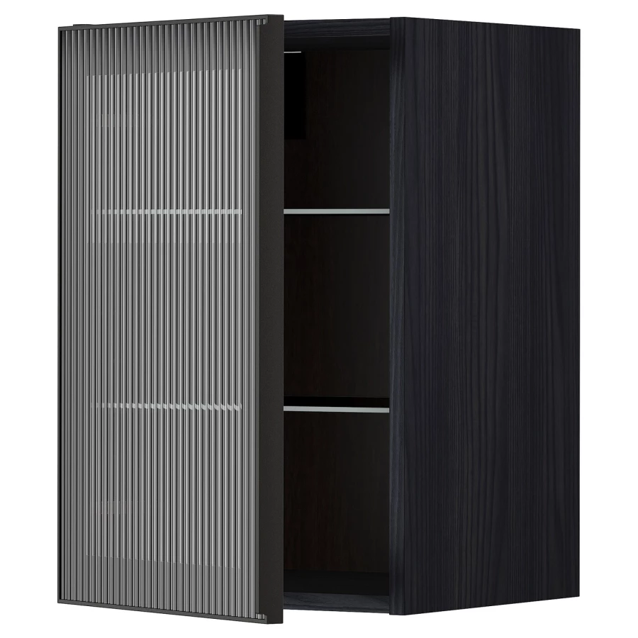 Шкаф со стеклянными дверцами - METOD IKEA/ МЕТОД ИКЕА, 60х40 см, черный (изображение №1)