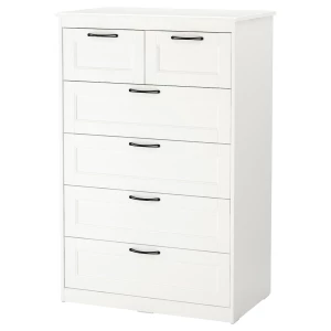 Комод с 6 ящиками - IKEA SONGESAND/СОНГЕСАНД ИКЕА, 50х82х126 см, белый