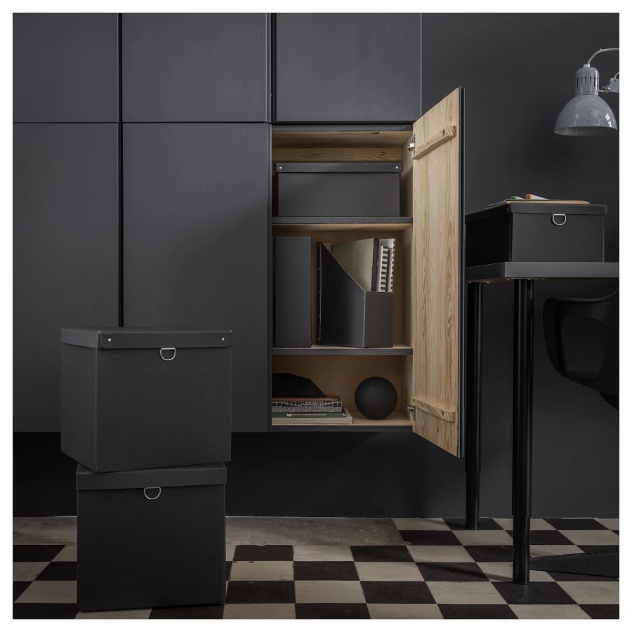 Коробка с крышкой - NIMM IKEA/ НИММ ИКЕА, 32х30х30 см, черный (изображение №4)