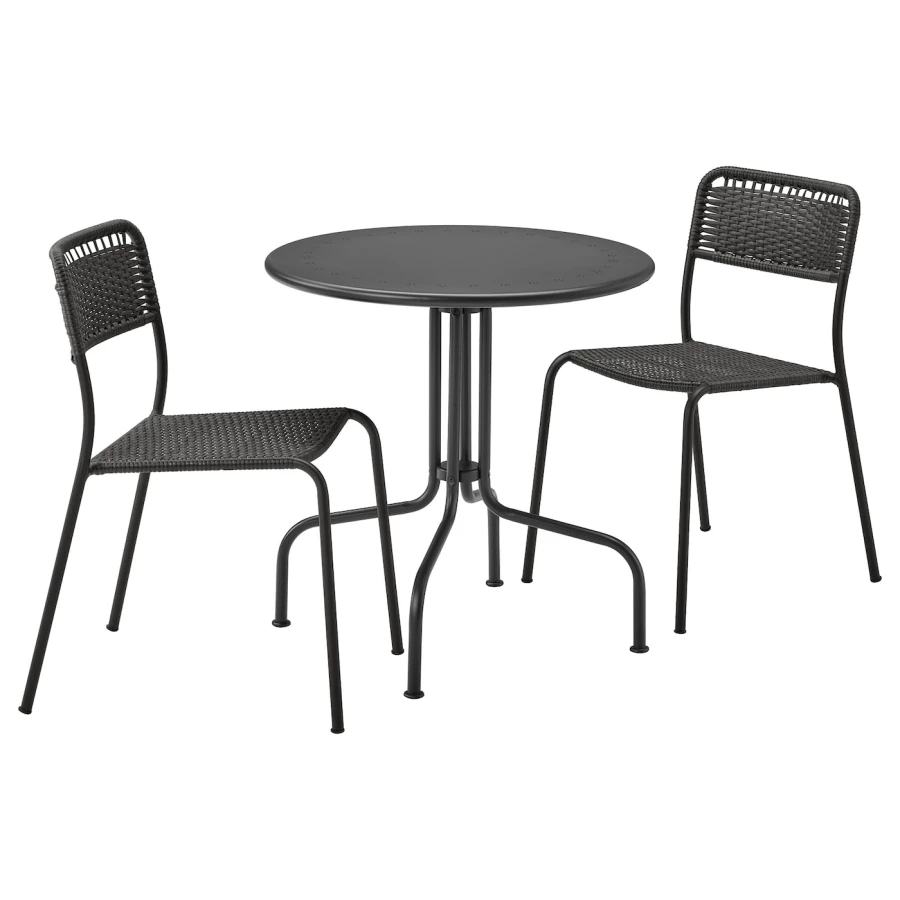 Стол + 2 стула  - LÄCKÖ /LАCKО / VIHOLMEN IKEA/ ЛЭККО/ВИХОЛЬМЕН ИКЕА, 71,5х69 см, черный (изображение №1)