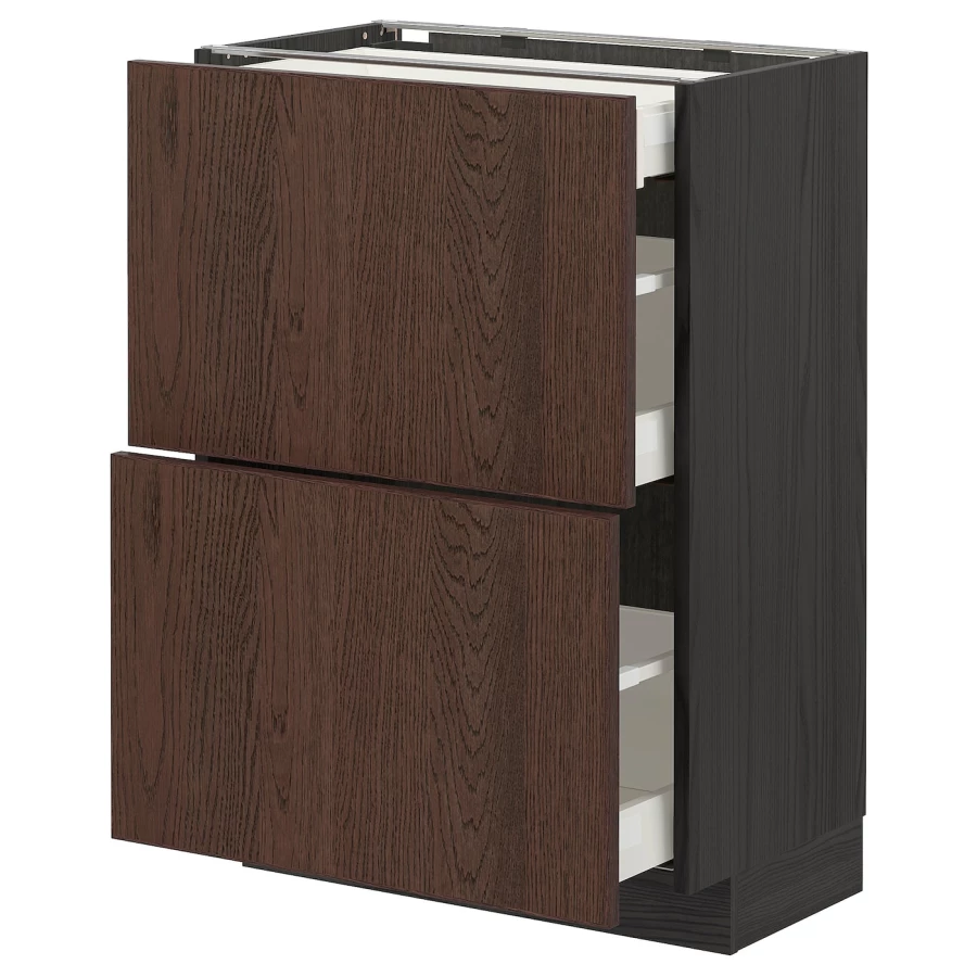Напольный кухонный шкаф  - IKEA METOD MAXIMERA, 88x39,2x60см, черный/коричневый, МЕТОД МАКСИМЕРА ИКЕА (изображение №1)