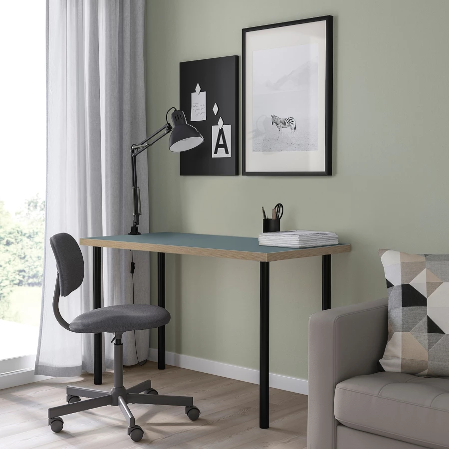 Письменный стол - IKEA LAGKAPTEN/ADILS, 120х60 см, серый/черный, ЛАГКАПТЕН/АДИЛЬС ИКЕА (изображение №4)