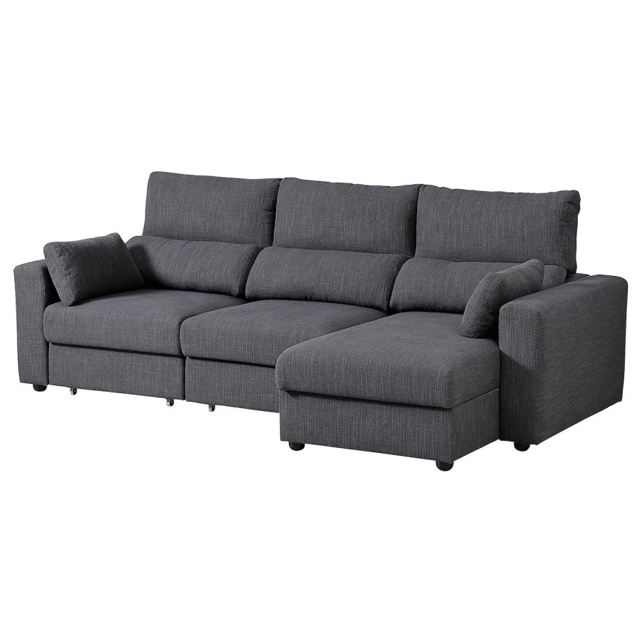3-местный диван с шезлонгом - IKEA ESKILSTUNA,  100x162x268см, темно-серый, ЭСКИЛЬСТУНА ИКЕА (изображение №1)